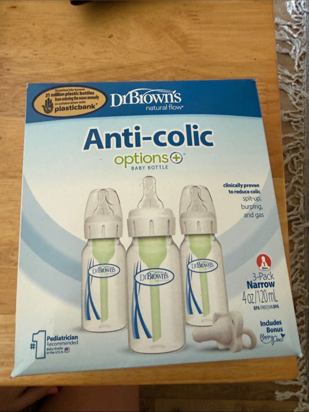Dr. Brown's Anti-colic Options+ Baby Bottles - White & Green (3-Pack)